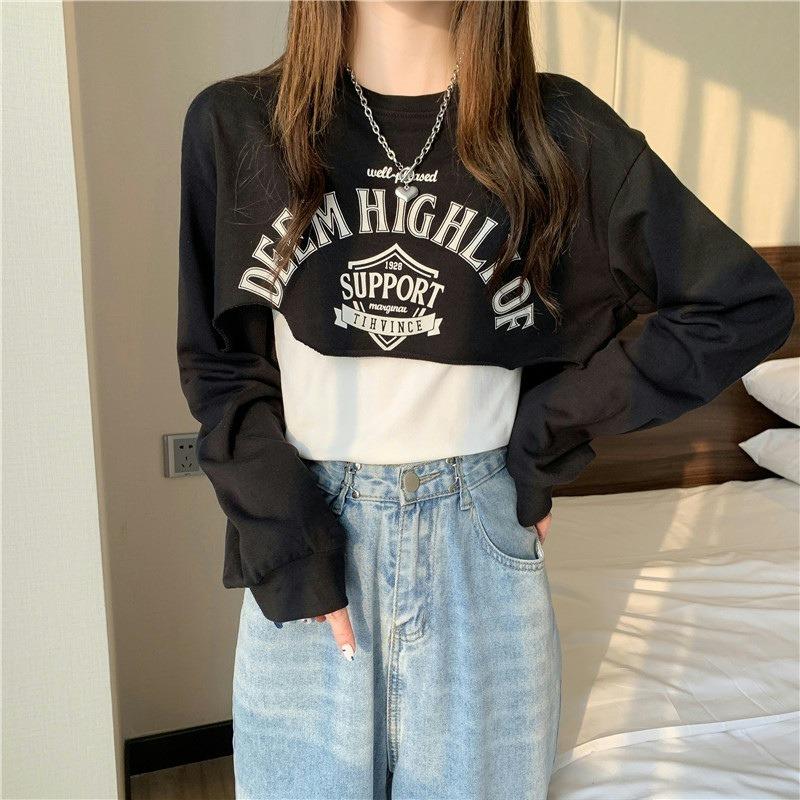 

5 хлопок короткий свитер женский тонкий дизайн топ + майка на бретелях комплект из двух предметов 2XL чёрный