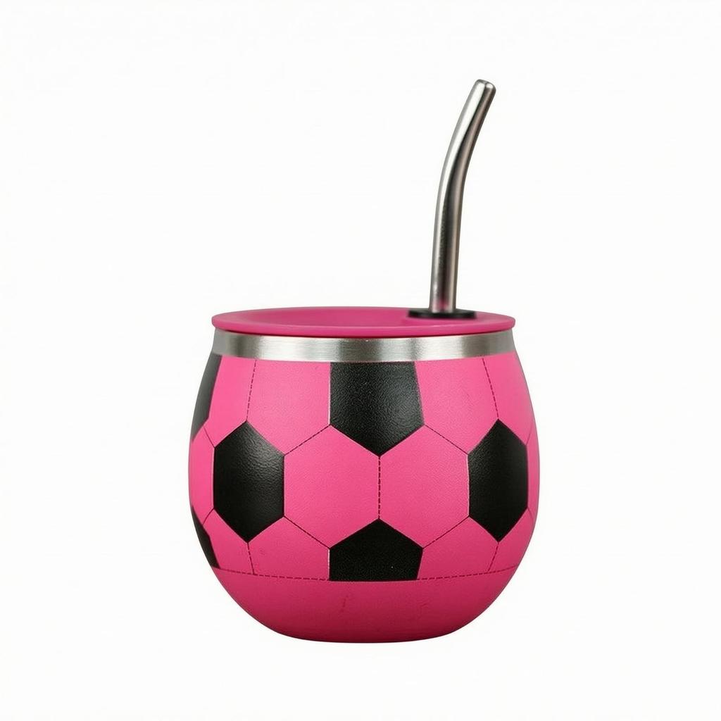 Soccer Tumbler with Straw Compact Ball Cup Lid Portable for Children