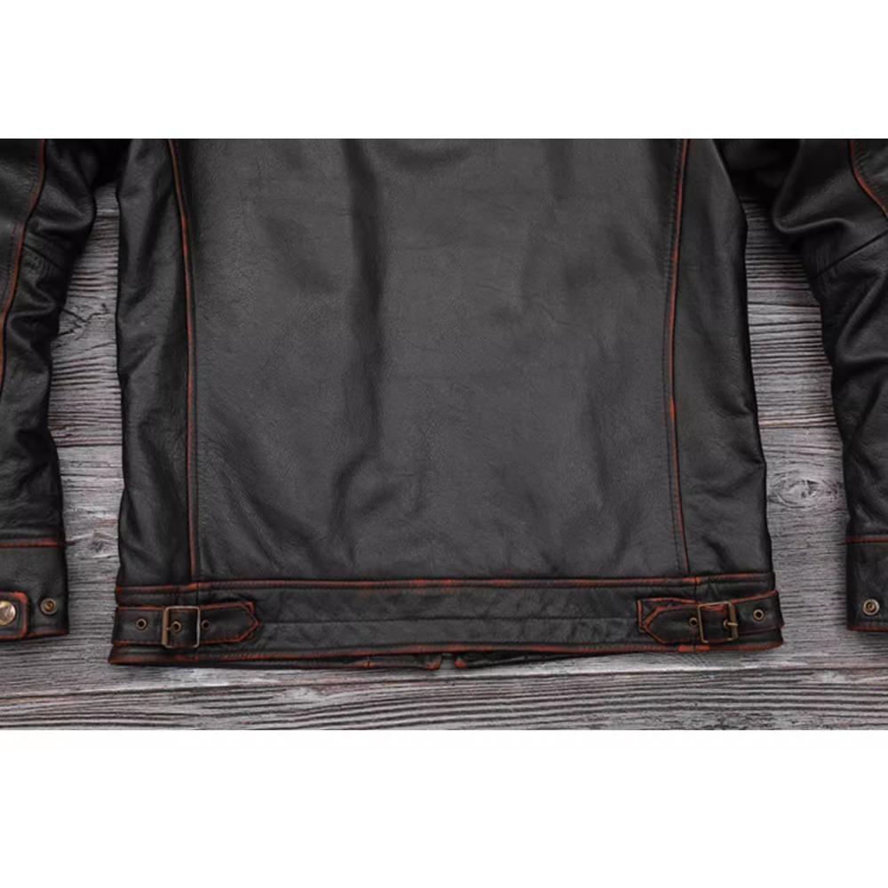Chinese Size Genuine Cowhide Leather Men Leather Jacket Jackets Hand Edged Coat Men Leather Jacket Autumn