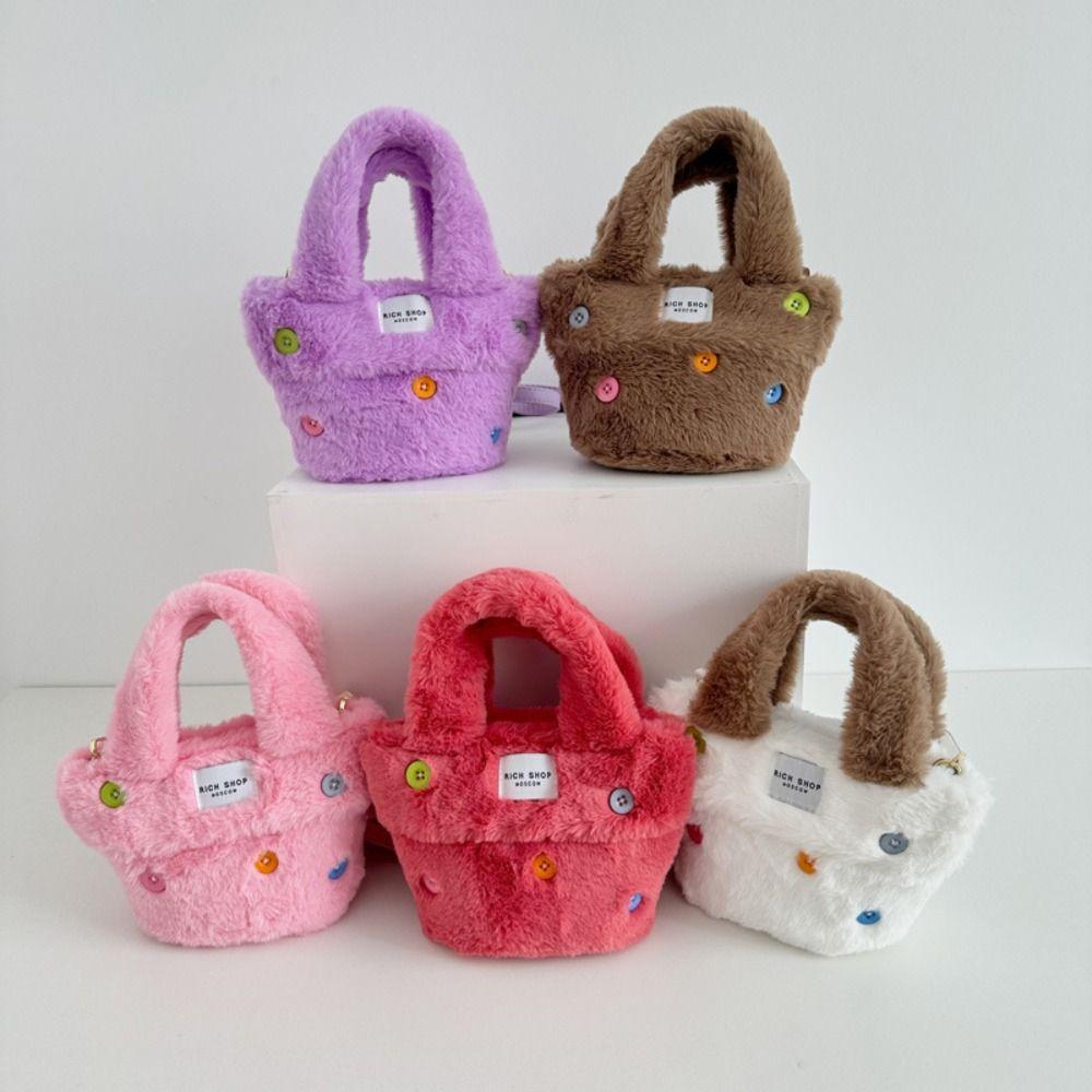 

Плюшевая сумочка, однотонная сумка-мессенджер через плечо, новый дизайн, пушистая сумка через плечо