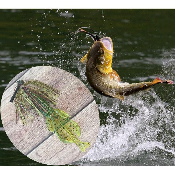 Bass Fishing Lures Kit Include Weedless Football Swim Jigs Bass Jigs, Silicone Jig Skirts, Craw Soft Plastic Worms Grub Bait Tackle Kit Fishing Lures