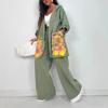 New Lapel Print Fashionable Loose Casual Long-sleeved Plum-size Suit for Women