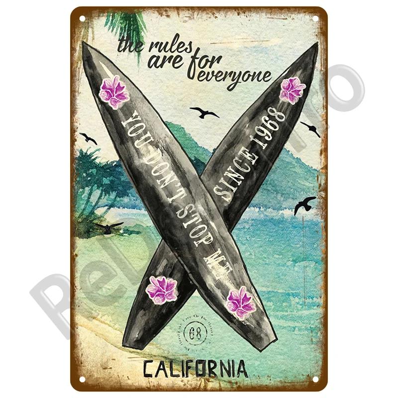 Plaque Metal Sign Beach House Seaside Decorative Plate Vintage Summer Metal Wall Sign Beach Decor For Beach Bar Beach Tin Sign