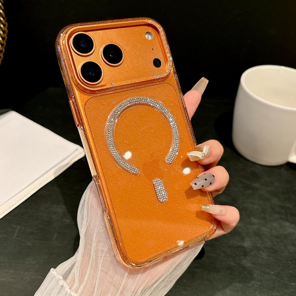 Glitter Diamante di Lusso Per Custodia Magsafe Per iPhone 17 Pro Max Plus Air Trasparente TPU Morbido Ricarica Wireless Antiurto Per iphone 15 16 Plus Cover