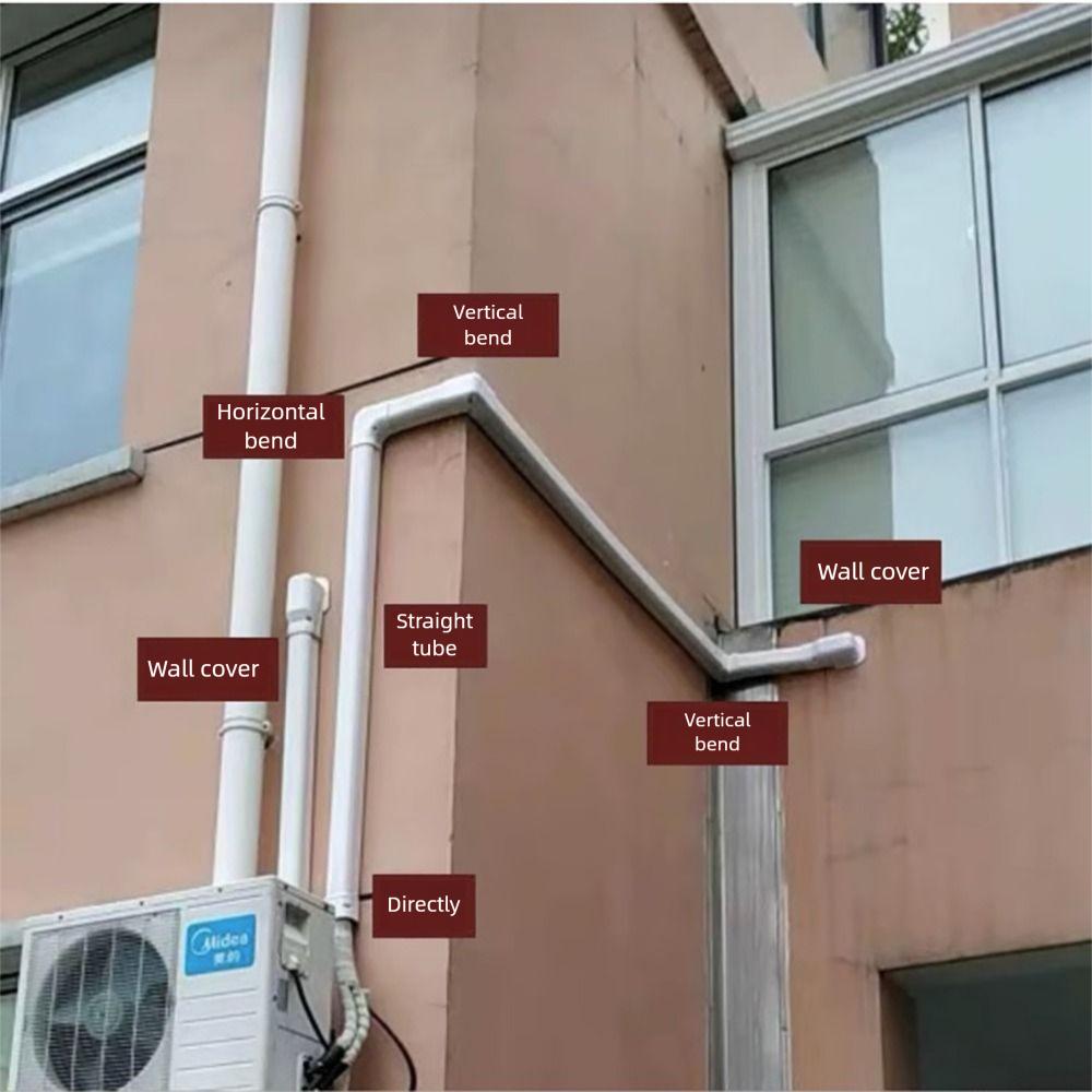 Sistema de Capa para Linhas de Ar Condicionado 75*65mm PVC Fácil de Instalar Tampa Final de Acoplamento Cotovelo Reto Boca de Entrada para Parede Branca
