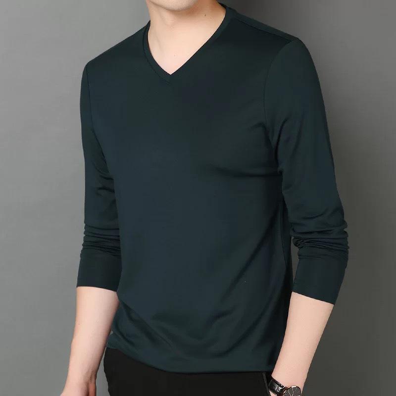 Men's Slim Fit Long-Sleeve V-Neck T-Shirt for Spring & Autumn