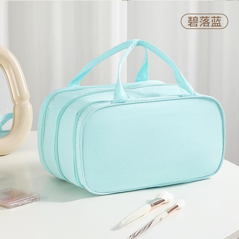 New Large Capacity Women Cosmetic Bag Portable Dual Handle 3-Layer Makeup Storage Bag Luxury