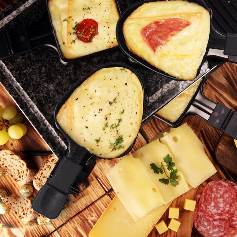 Metal Carbon Steel Cheese Non-stick Raclette Frying Pans with Spatula Cook Set For Restaurant Outdoor Indoor Kitchen Cooking Pan