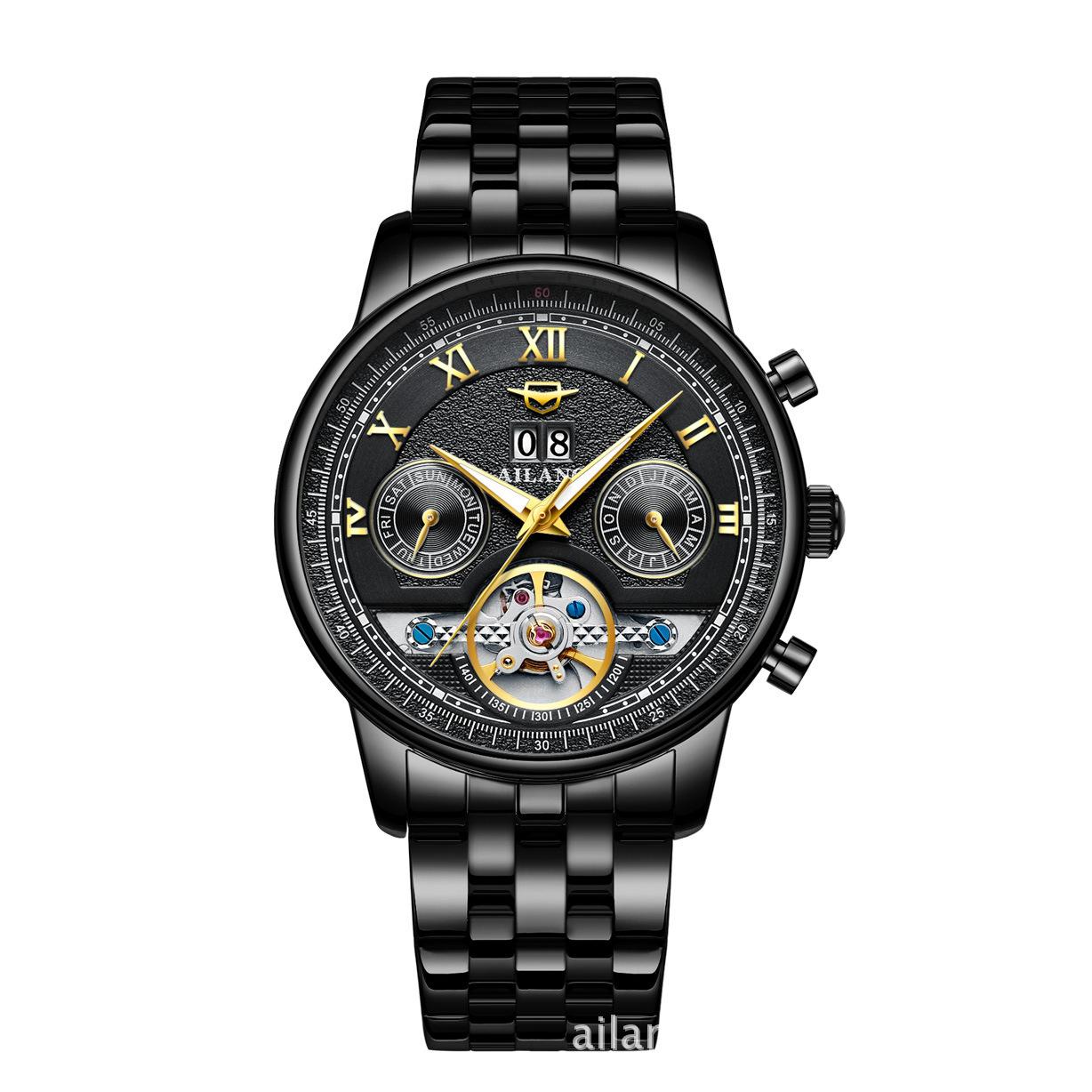 AILANG новые мужские часы Tuofei, полностью автоматические механические часы, многофункциональные мужские часы, водонепроницаемые и водонепроницаемые