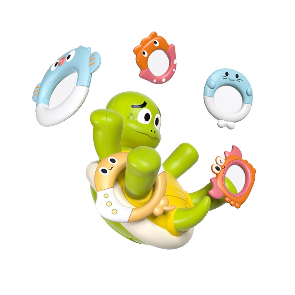 Baby Bath Toys Toddler Bath Toys for Kids  Rechargeable Swimming Turtle Bath Toy with 5 Rings Bathtub Spray Toy for Baby Toys