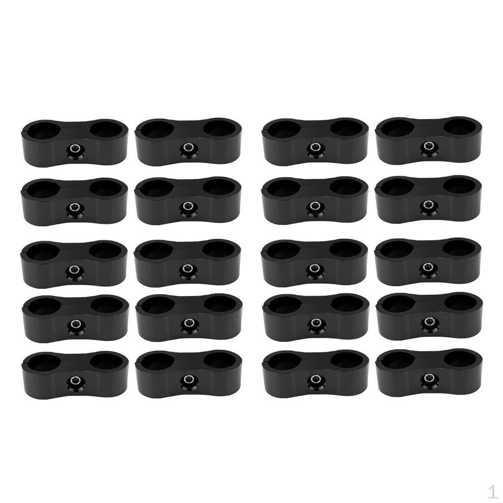 

20 Pieces AN6 AN-6 13.4mm Braided Hose Separator Dual Mount Clamp Black
