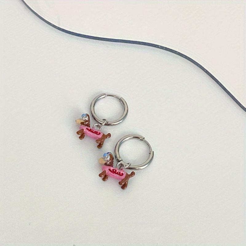 Colorful Drip Oil Sausage Dog Earrings Unique Design Dachshund Puppy Ear Hoops Personality Fashion Ear Jewelry Accessories