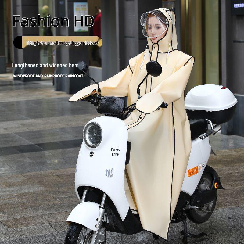 Unisex Full-Body Raincoat for Electric Vehicles with Transparent Brim
