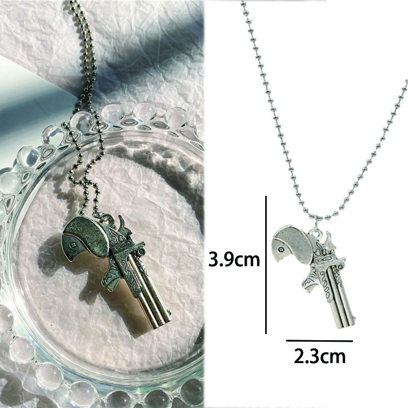 Vintage Design Gun Revolver Pendant Necklace Fashion Retro Geometric Charms Choker Jewelry Party Gift For Women Men