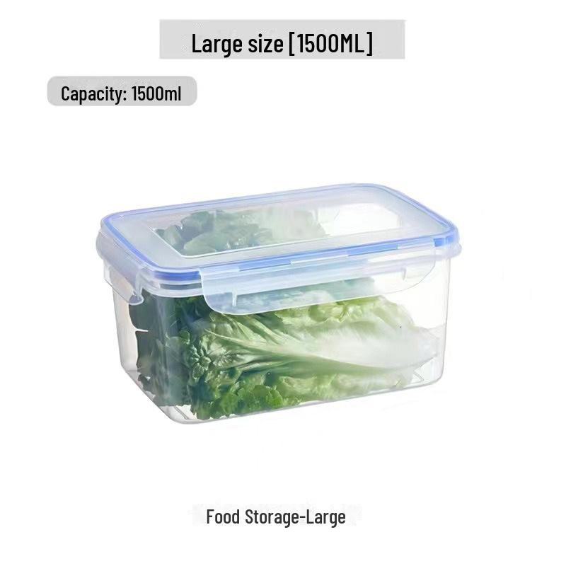 Transparent Rectangular Plastic Food Storage Box with Sealable Lid for Refrigerators and Kitchens