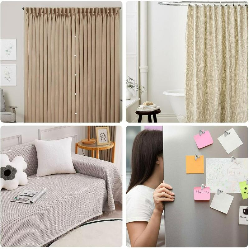12PCS Heart-shaped Magnetic Curtain Tiebacks, Heavy-duty Zinc Alloy Curtain Clips with Detachable Buckles, Magnetic Curtain Holders.