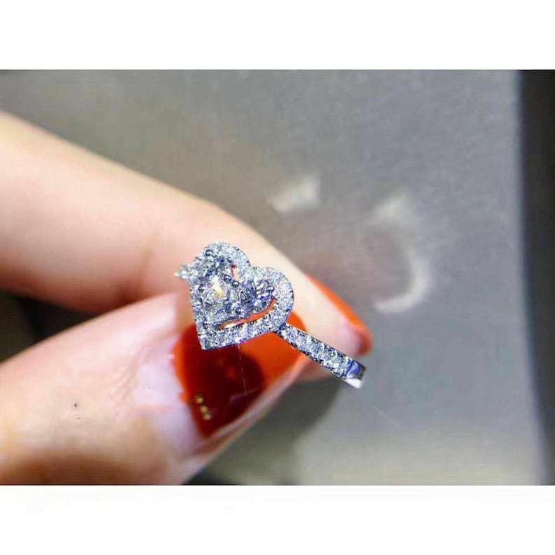 Sanjie Wish European-American Creative Heart Zircon Ring - Travel Souvenir Gift
