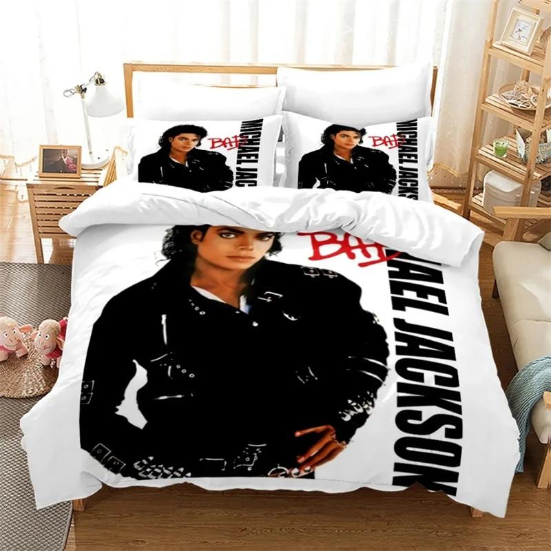 M-Michael Jackson Bedding Set Star 3D Printing Duvet Cover And Pillowcase Musical Genius Bed Linen Adults Teens Bedroom Decorate