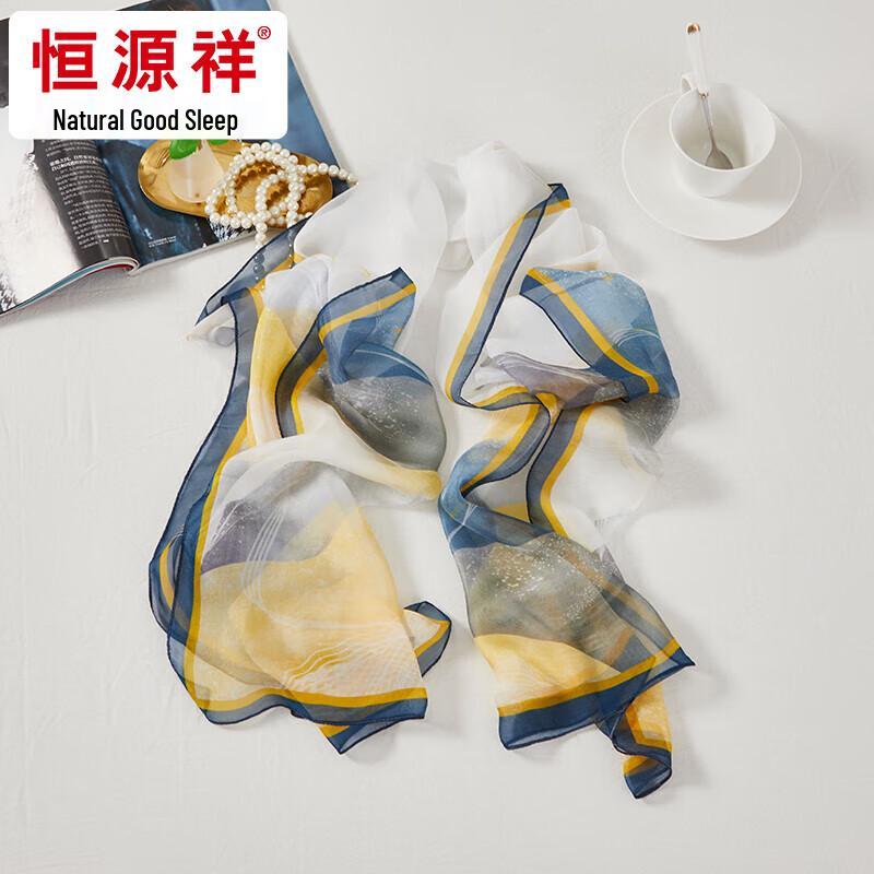 Hengyuanxiang 100% Mulberry Silk Chiffon Long Scarf