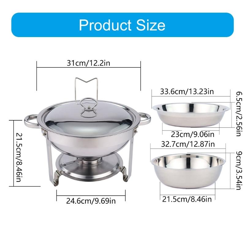 Insulated 4.5L Capacity Nonrust Steel Food Warmers Dish For Professional Catering Banquets Or Home Dining