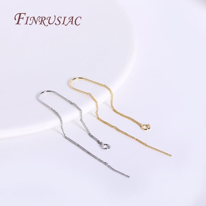 Brass Thin Chain Ear Wire For Earrings Making Findings Trendy 18K Gold Plated Long Tassel Earwire DIY Fashion Jewelry For Women