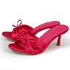 Summer New Fashion Breathable Open‑Toe High‑Heel Sandals, Versatile Simple Bow Thin‑Heel Slide Slippers
