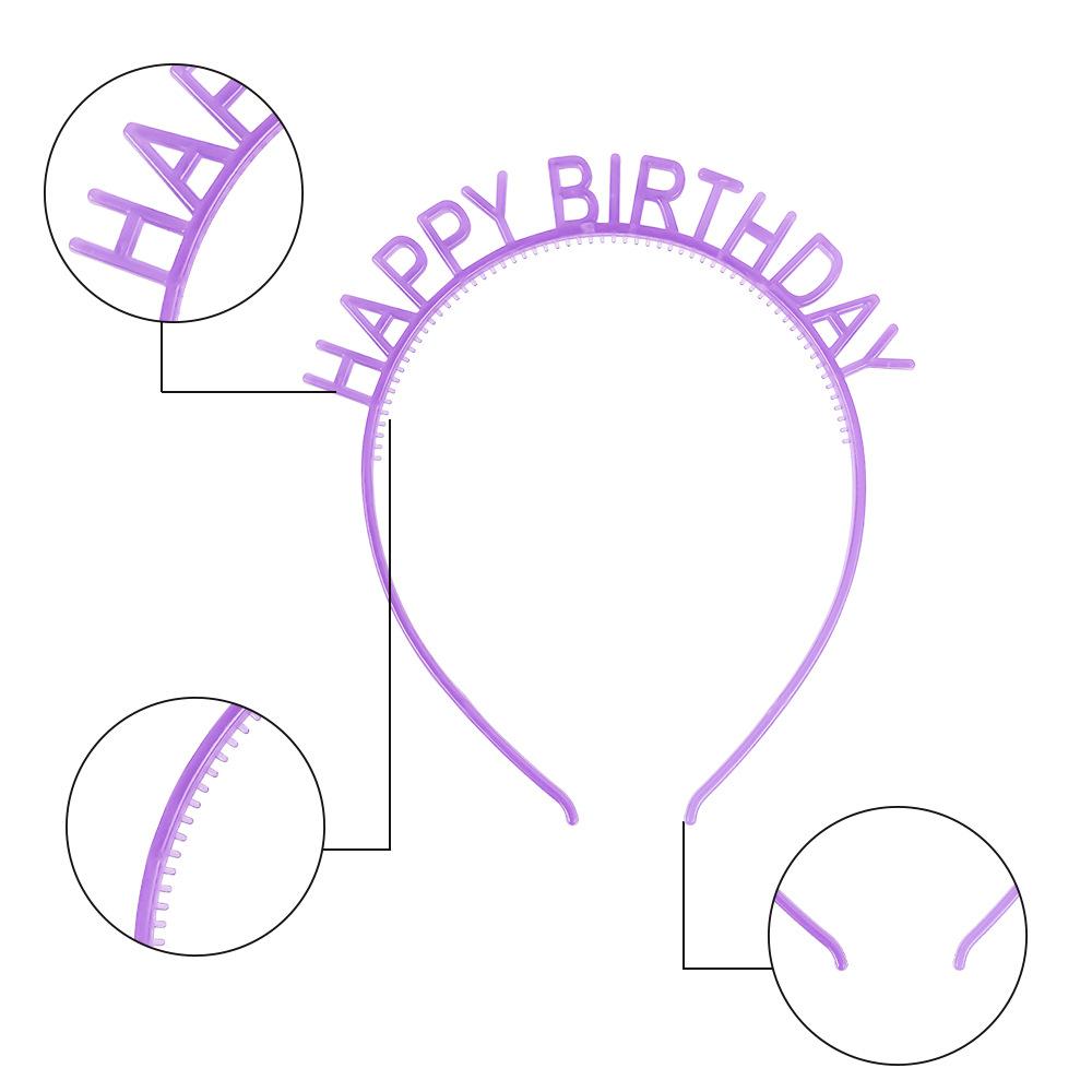 Pięć opasek na głowę z napisem 'Happy Birthday', kolorowy tort, ozdobna opaska na głowę na przyjęcie urodzinowe, nakrycie głowy w kształcie tortu urodzinowego.