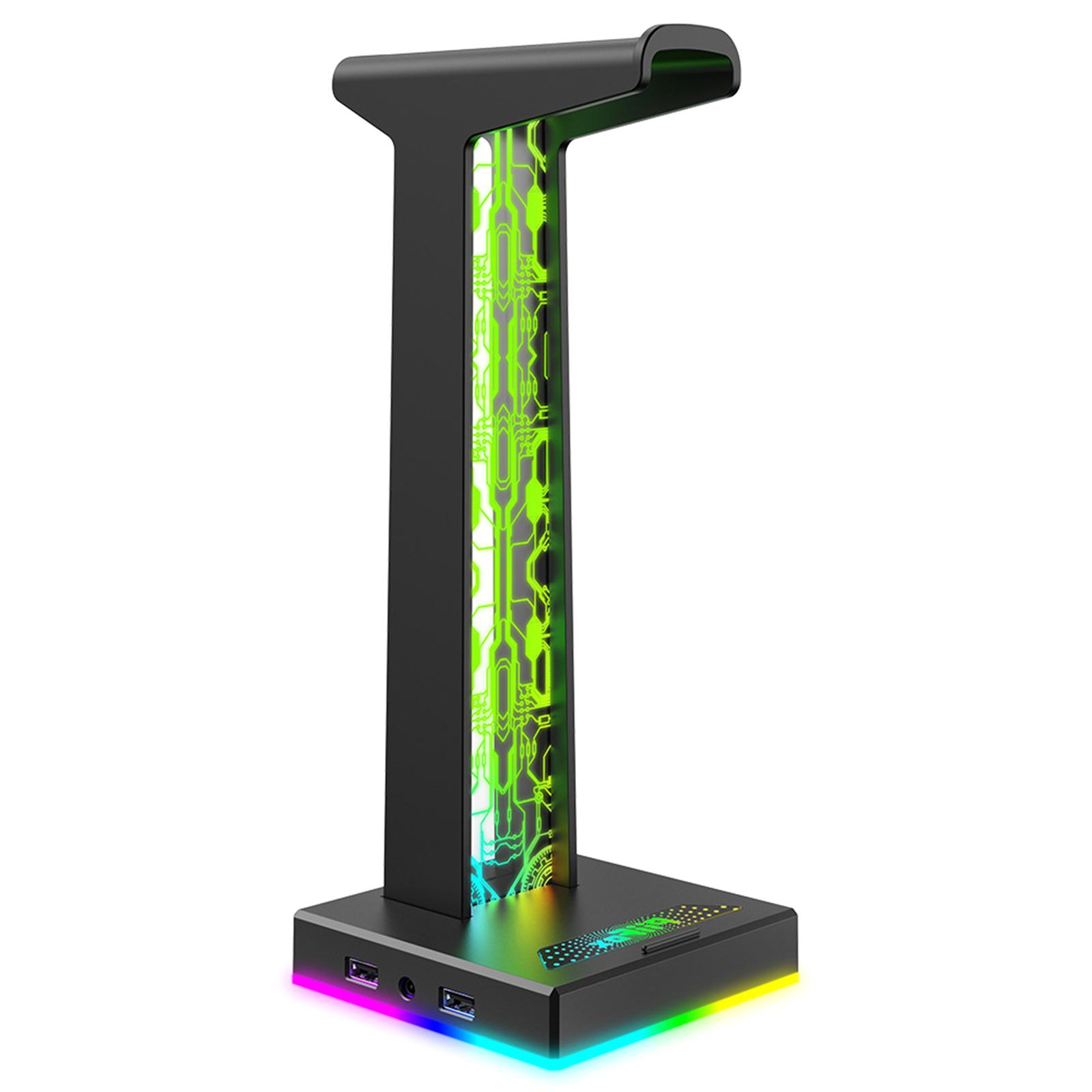 

LED Tripod Headphones Stand for Desk Gaming Headset Stand 2 USB Port 3.5mm Port Suitable for Gamer Desktop Table Game 1 чёрный