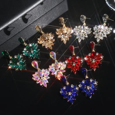 Original Design Bunte Kristall Ohrringe High-Grade Luxus Funkelnde Ohrringe frauen Ohrringe 1 Paar