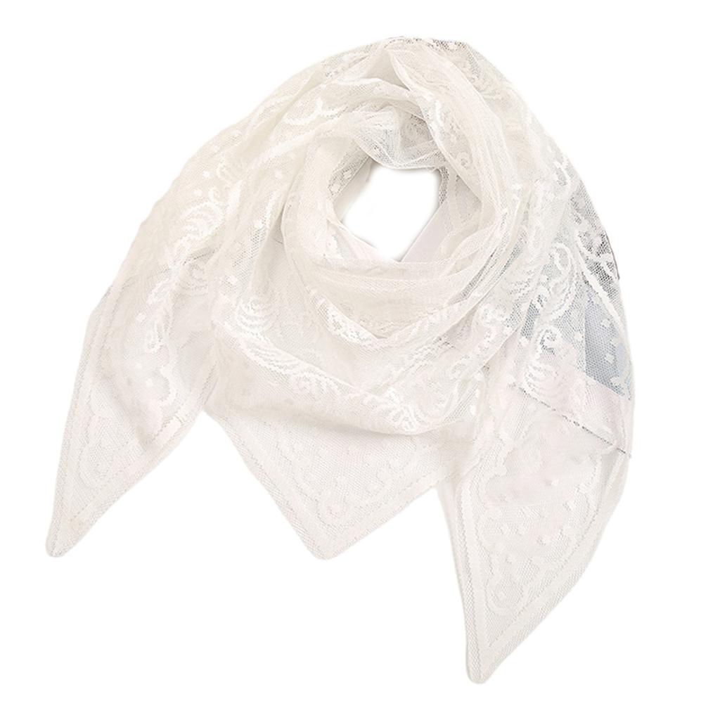 Woman Mantilla Shawl Wedding Church Lace Trim Scarf Soft Floral Scarf Veil Wedding Headwear Mantilla