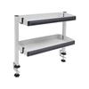 Clamp-On Desk Shelf – 2-Tier Under/Over Desk Storage Organizer with Guardrail – White
