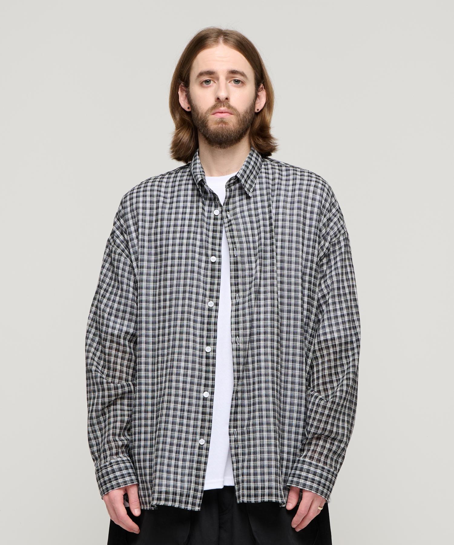 Cargo Bros Plaid Wrinkle Check Shirt (Black) Free