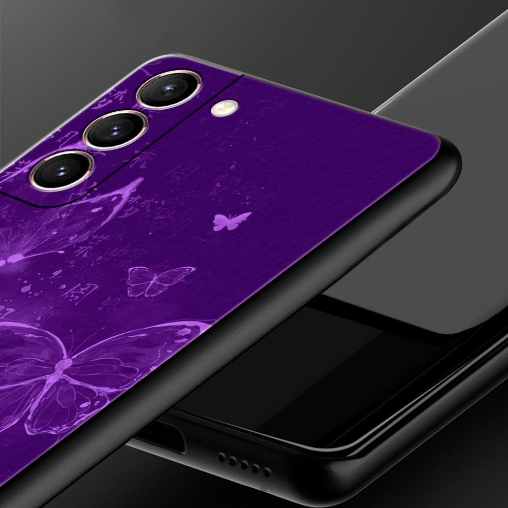 Art Purple Butterfly Phone Case for Samsung Galaxy S26 S25 S24 S23 S22 S20 S21 FE Ultra S25 Edge Plus 5G Soft TPU Cover Fundas