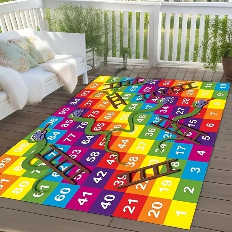 Snakes and Ladders Floor Mat Kids Play Board Game Large Size Carpet  Enfant Party Games Kid Room Bedside Rug  Living Room Carpet