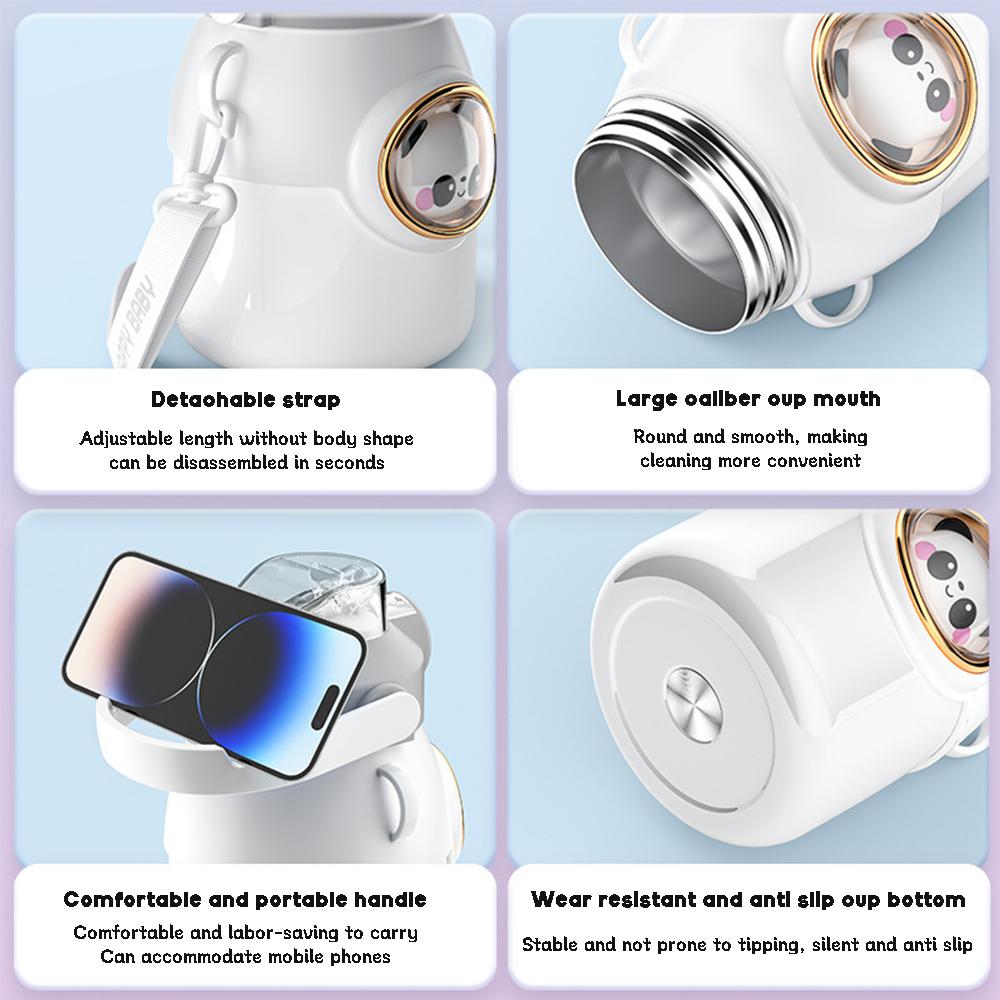 650ML Children Thermal Water Bottle For Kids Thermos Mug With Straw Stainless Steel Vacuum Flasks Tumbler Thermos Cup BPA Free