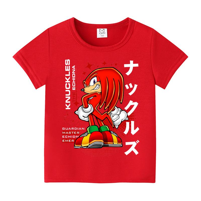 Sonics Anime T-shirt for Children New Round Collar Clothing Kid Short Sleeve Cartoon Partern Clothes Fashion Sunmer Tee Top Gift