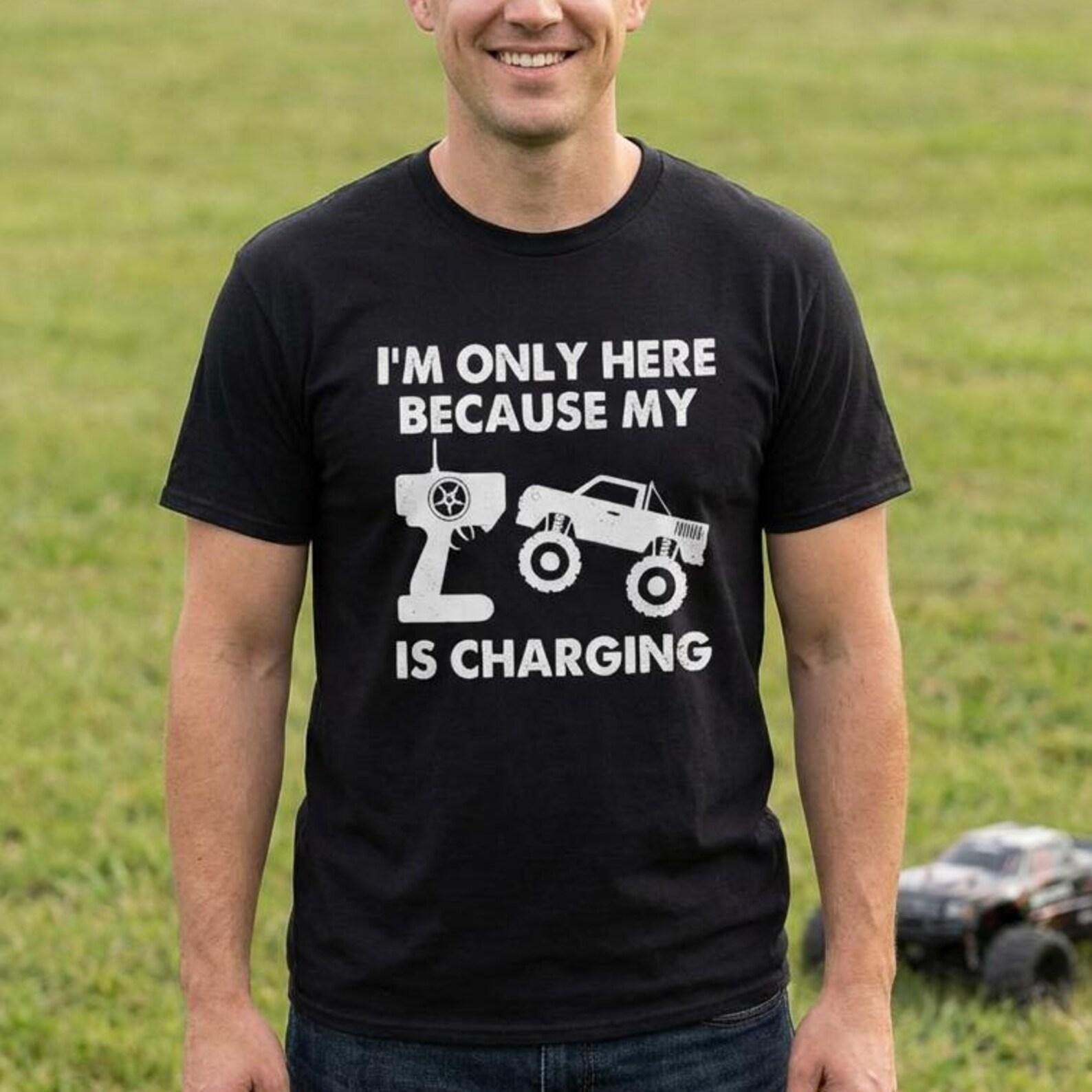 Funny RC Car Charging T-Shirt, Radio Control Hobbyist Tee 2XL