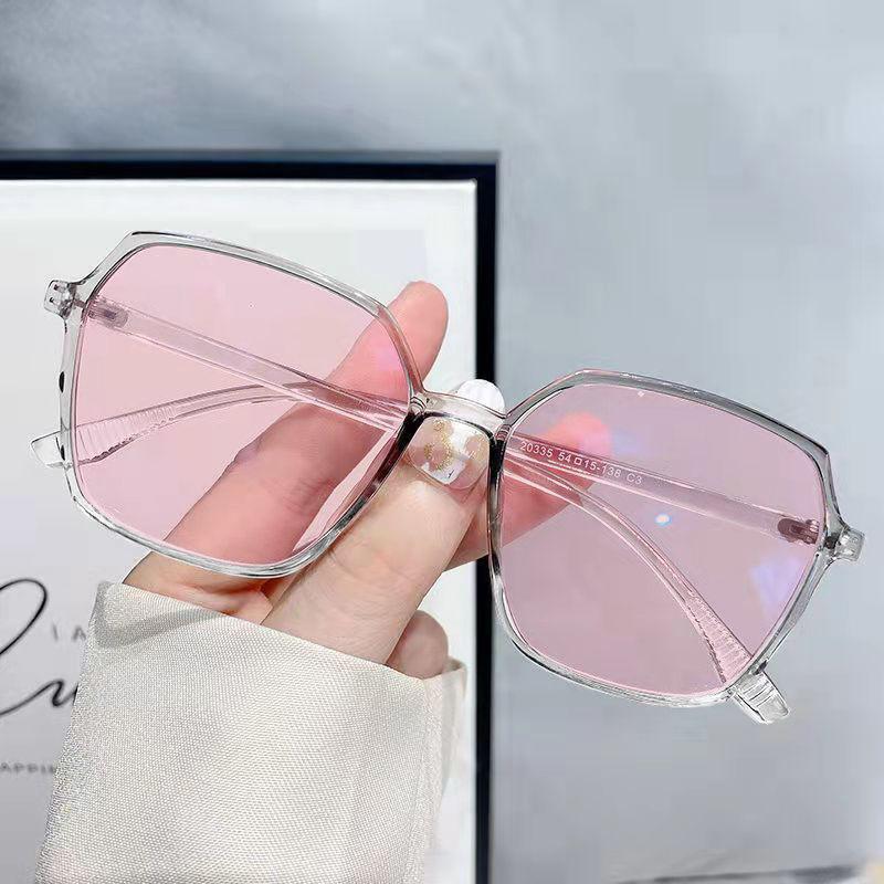 Photosensitive Color Changing Sun Glasses Women's Anti Blue Light Large Frame Glasses Gradient Myopia Glasses