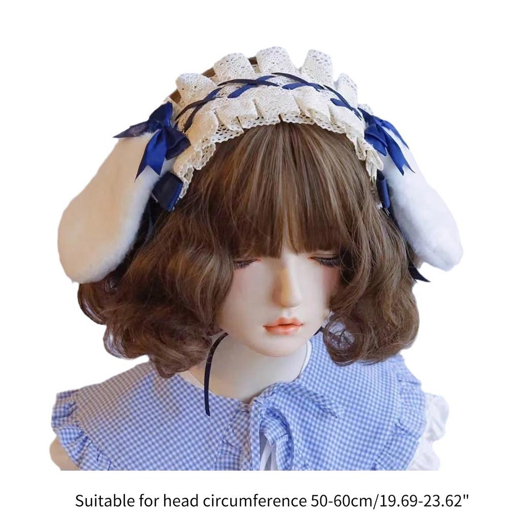 Gothic Lace Hairhoop for Girls Lolita Style Anime Rabbit Ear Headband Cosplay Costume Party Headdress ComicShow Headwear