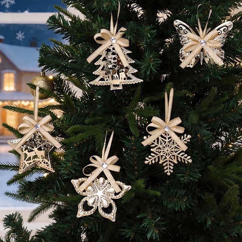 Crystal Drop Metal Christmas Ornaments Tinplate Material Holiday Hanging Decor Winter Weddings