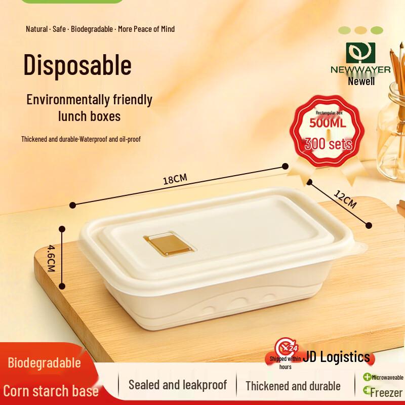 Biodegradable 500ml Rectangular Food Containers with Lids