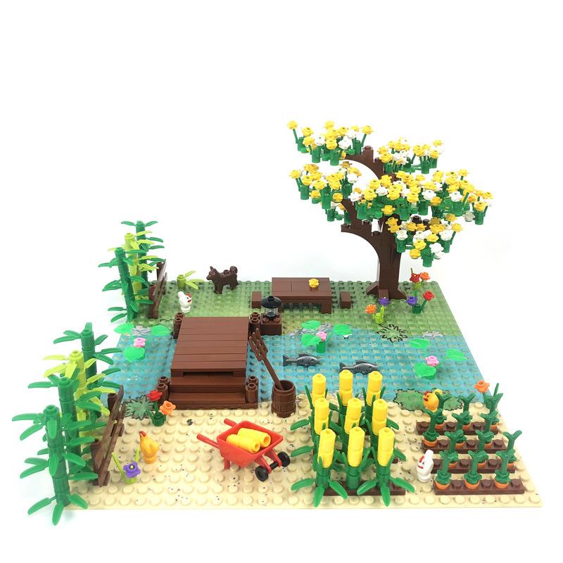 MOC Pastoral Landscape Outdoor Farm Scene Building Blocks Children's Toys