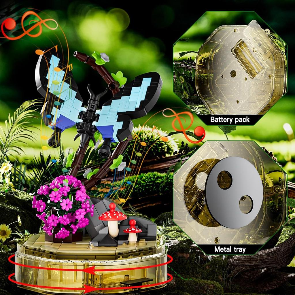 MOULD KING 10103 Insect Collections Butterfly Building Sets with Flower Building Blocks Christmas Decoration Gift
