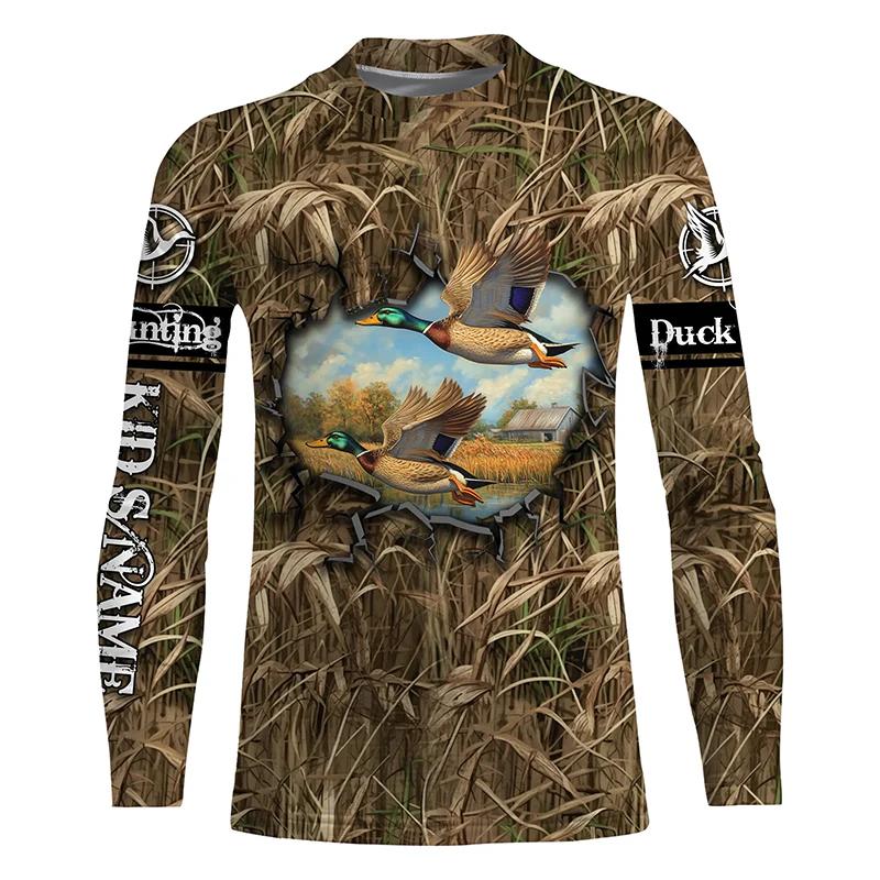 Camo Hunting Animals Wild Boar Men T-Shirt 3D Print Sport Long Sleeve Tee Tops Casual O Neck Streetwear T Shirts Men's Clothing