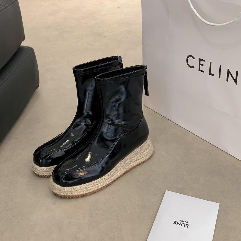 

Cowhide version~ Genuine leather fashion versatile short tube Chelsea boots new platform Martin boots women 40 чорний