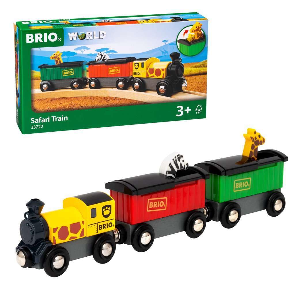 

Поезд BRIO WORLD Safari Train для детей от 3 лет, деревянный, 33722 [набор из 3 вагонов] (Игрушечный поезд, Рельсы, Локомотив)