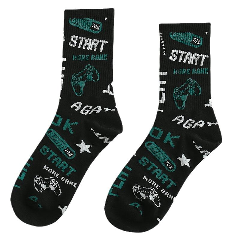 Roliga Herrstrumpor Glada Nya Mode Ins Stil Strumpor För Kvinnor Och Män Hip Hop Harajuku Tecknad Fotboll Bomullsstrumpor