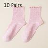 10 Pairs of Female Autumn Lovely Fungus Lace Small Polka Dot Tube Socks