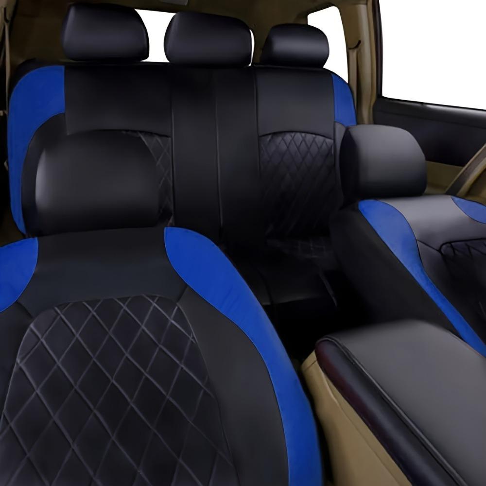 9PCS PU Leather Car Seat Cover Full Set Car Seat Cushion Universal Seat Protector  Easy Fit