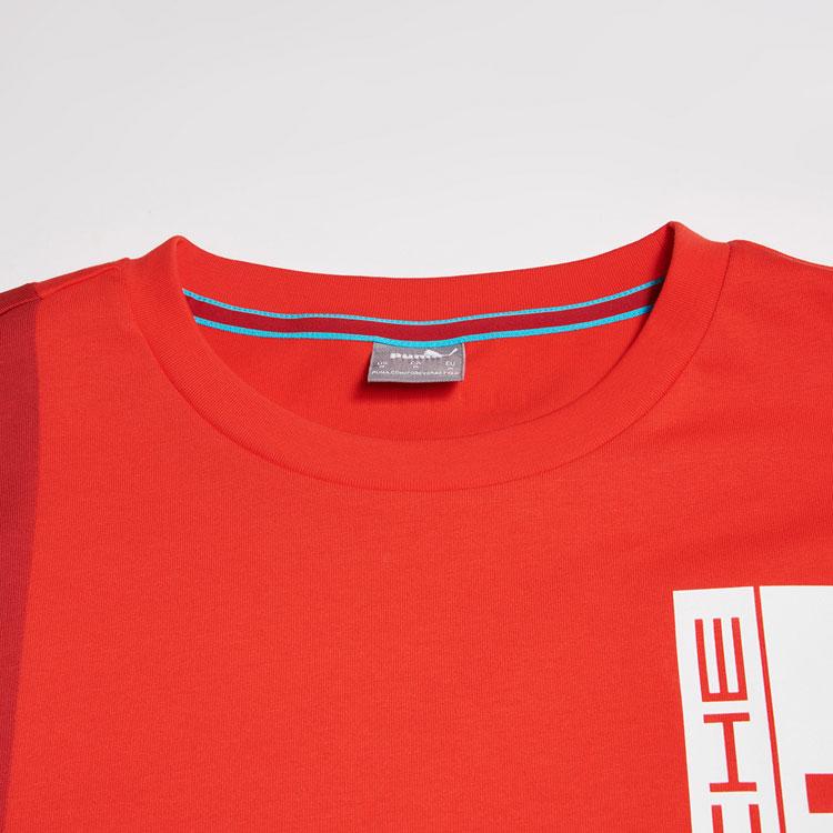 Puma X Porsche Letter Print Color Block Sports Crew Neck Short Sleeve T-Shirt Men Tops Poppy-Red 599728-05
